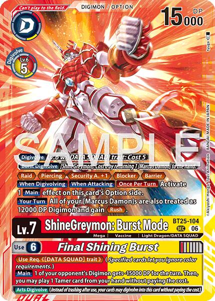 ShineGreymon: Burst Mode // Final Shining Burst [BT25-104] [Dual Revolution] | Shuffle n Cut Hobbies & Games