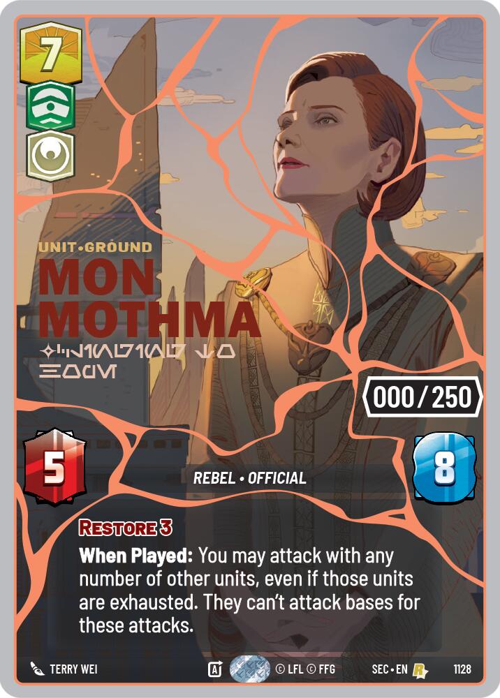 Mon Mothma - Clinging to Hope (1128) (Serialized) (Rose Gold) (1128) [Secrets of Power] | Shuffle n Cut Hobbies & Games