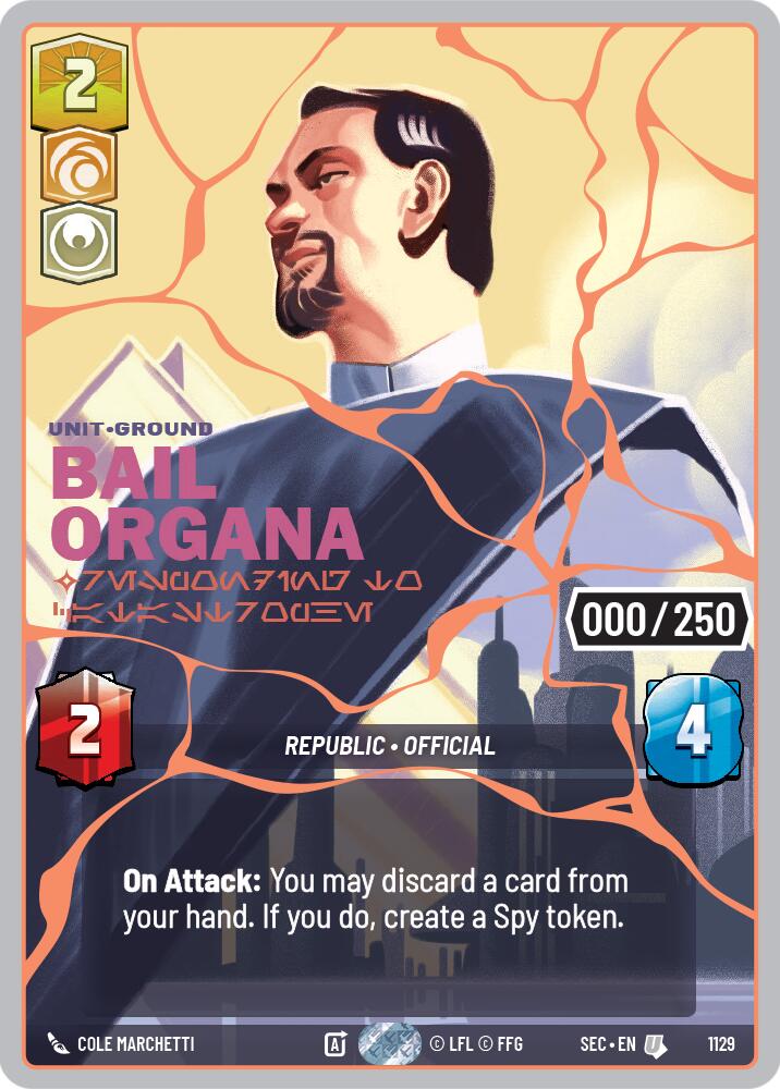 Bail Organa - Responding to Catastrophe (1129) (Serialized) (Rose Gold) (1129) [Secrets of Power] | Shuffle n Cut Hobbies & Games