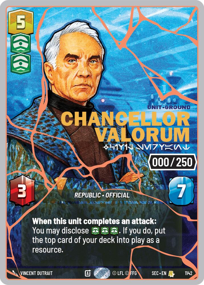 Chancellor Valorum - Civil Servant (1142) (Serialized) (Rose Gold) (1142) [Secrets of Power] | Shuffle n Cut Hobbies & Games