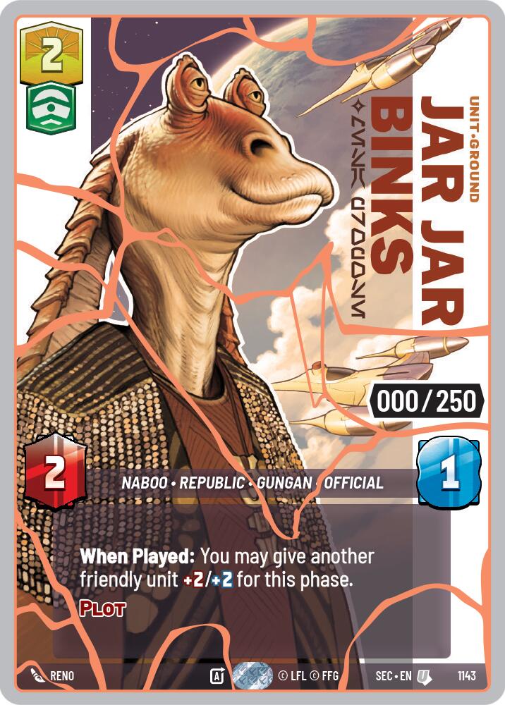 Jar Jar Binks - Mesa Propose (1143) (Serialized) (Rose Gold) (1143) [Secrets of Power] | Shuffle n Cut Hobbies & Games