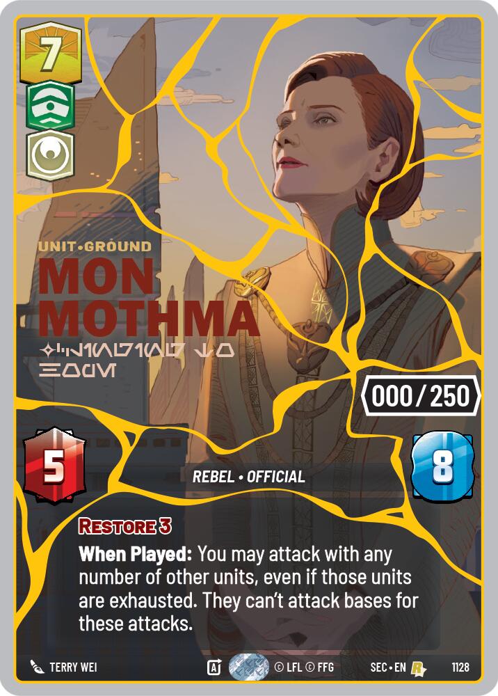 Mon Mothma - Clinging to Hope (1128) (Serialized) (Gold) (1128) [Secrets of Power] | Shuffle n Cut Hobbies & Games