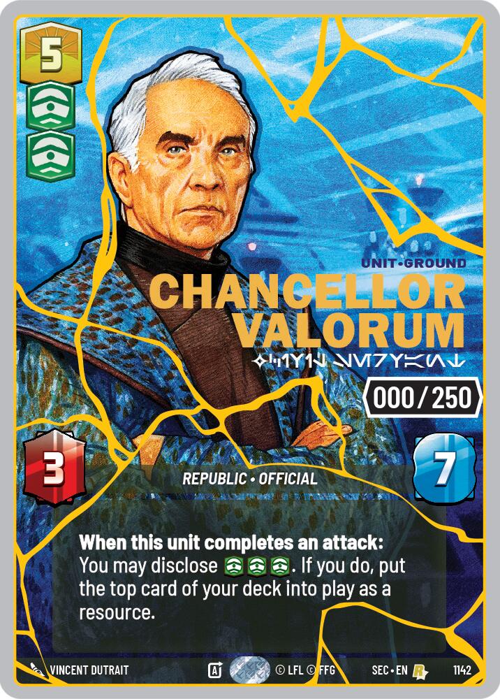 Chancellor Valorum - Civil Servant (1142) (Serialized) (Gold) (1142) [Secrets of Power] | Shuffle n Cut Hobbies & Games