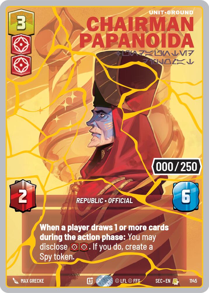 Chairman Papanoida - Undaunted Diplomat (1145) (Serialized) (Gold) (1145) [Secrets of Power] | Shuffle n Cut Hobbies & Games