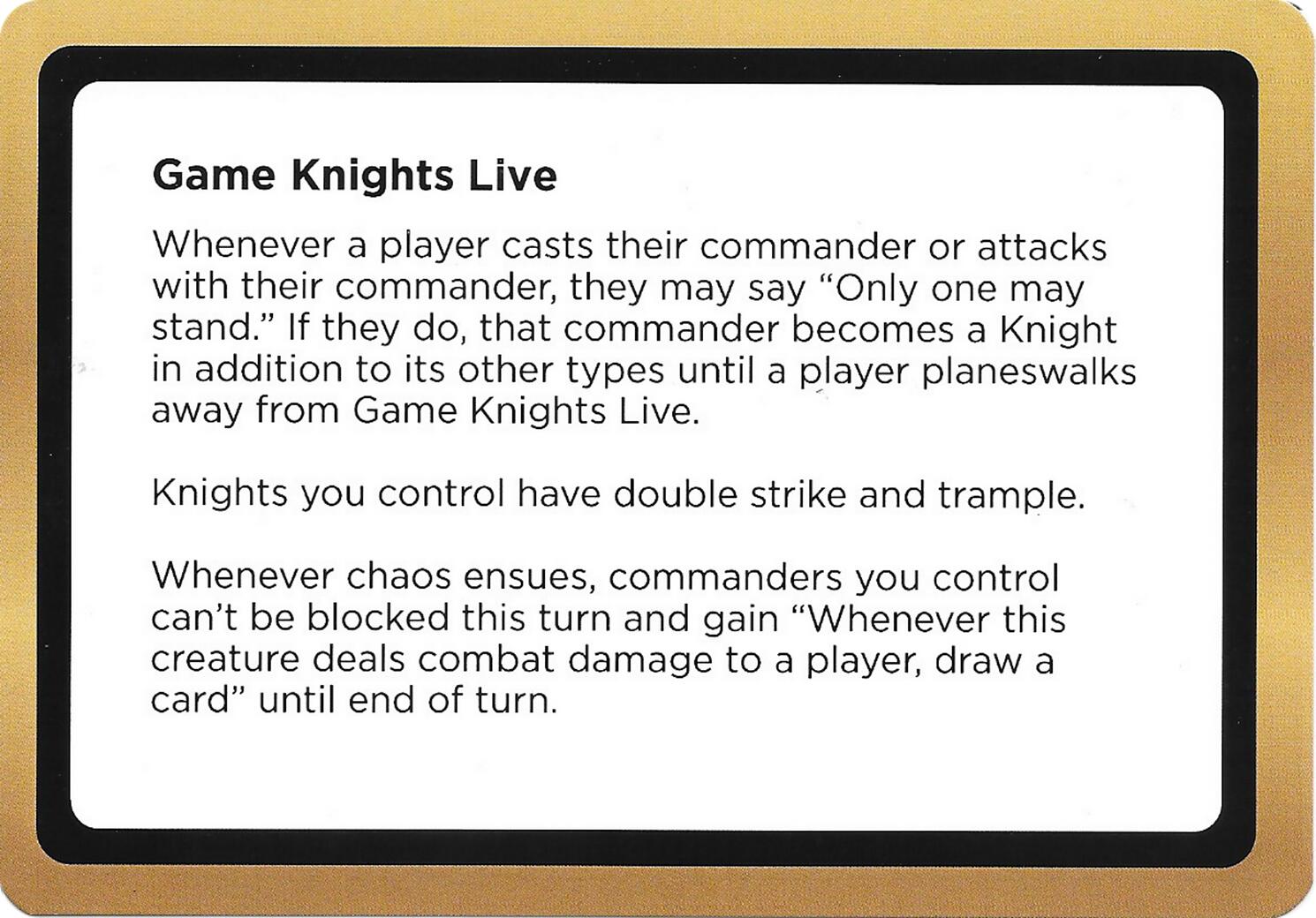 Game Knights Live (Black Lotus Unknown Planechase) [Oversize Cards] | Shuffle n Cut Hobbies & Games