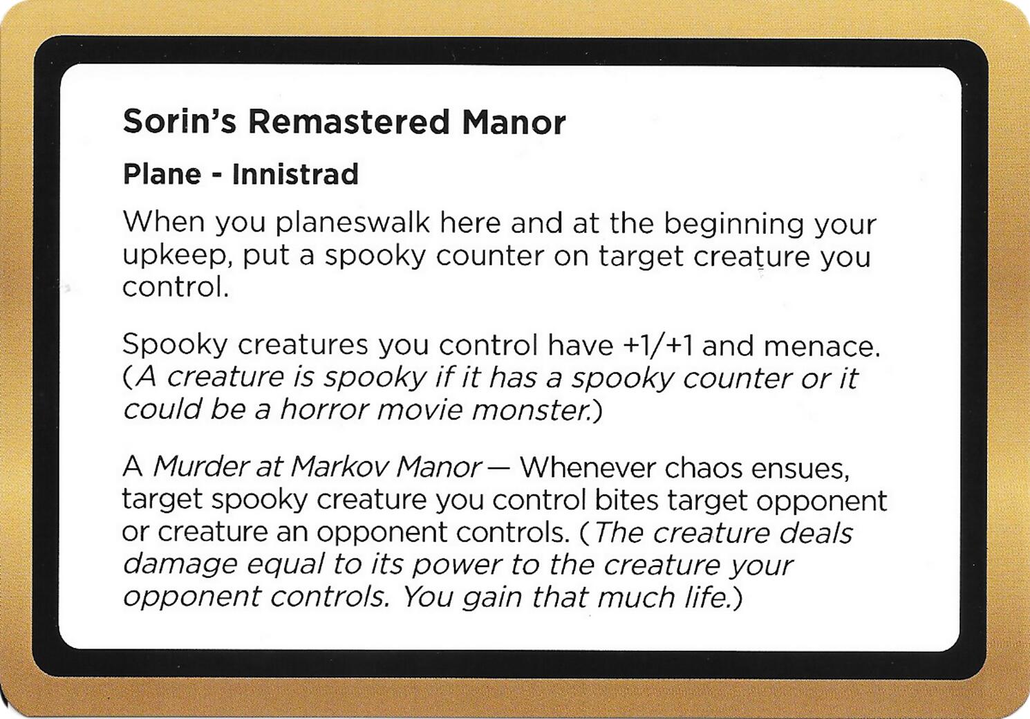 Sorin's Remastered Manor (Black Lotus Unknown Planechase) [Oversize Cards] | Shuffle n Cut Hobbies & Games
