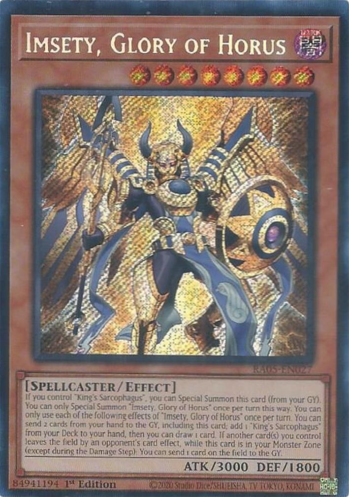 Imsety, Glory of Horus (Secret Rare) [RA05-EN027] Secret Rare | Shuffle n Cut Hobbies & Games
