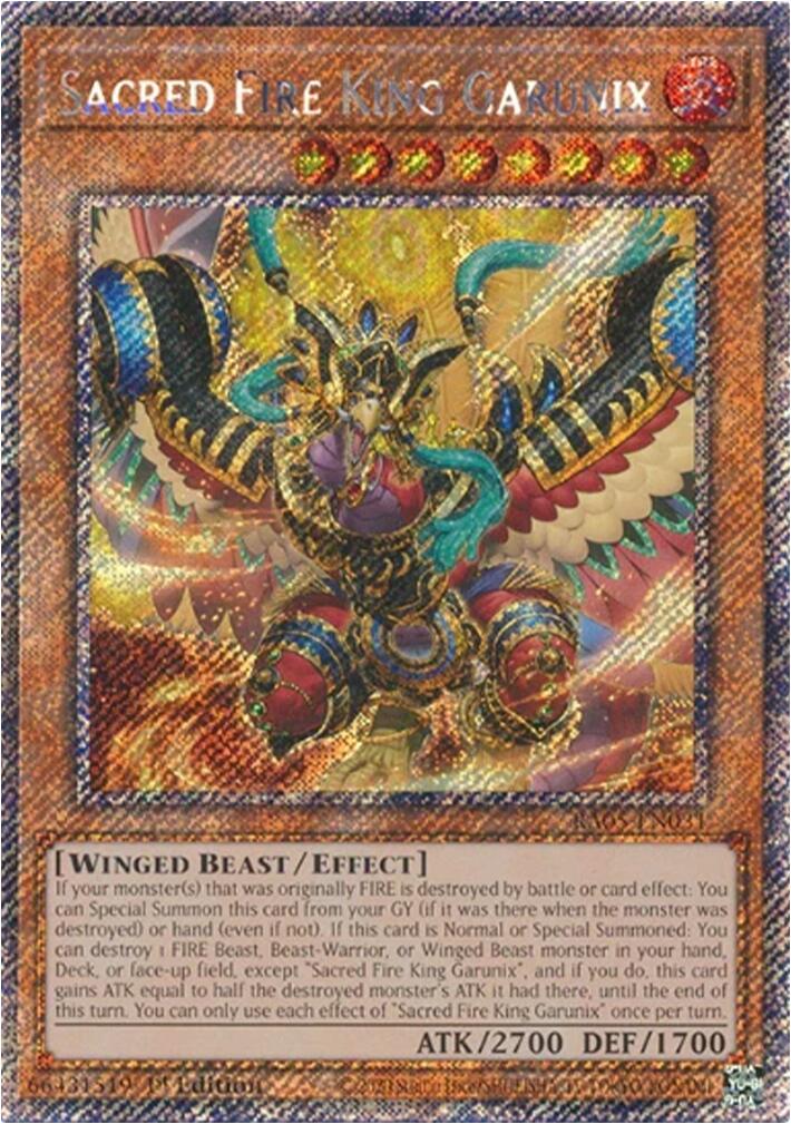 Sacred Fire King Garunix (Platinum Secret Rare) [RA05-EN031] Platinum Secret Rare | Shuffle n Cut Hobbies & Games