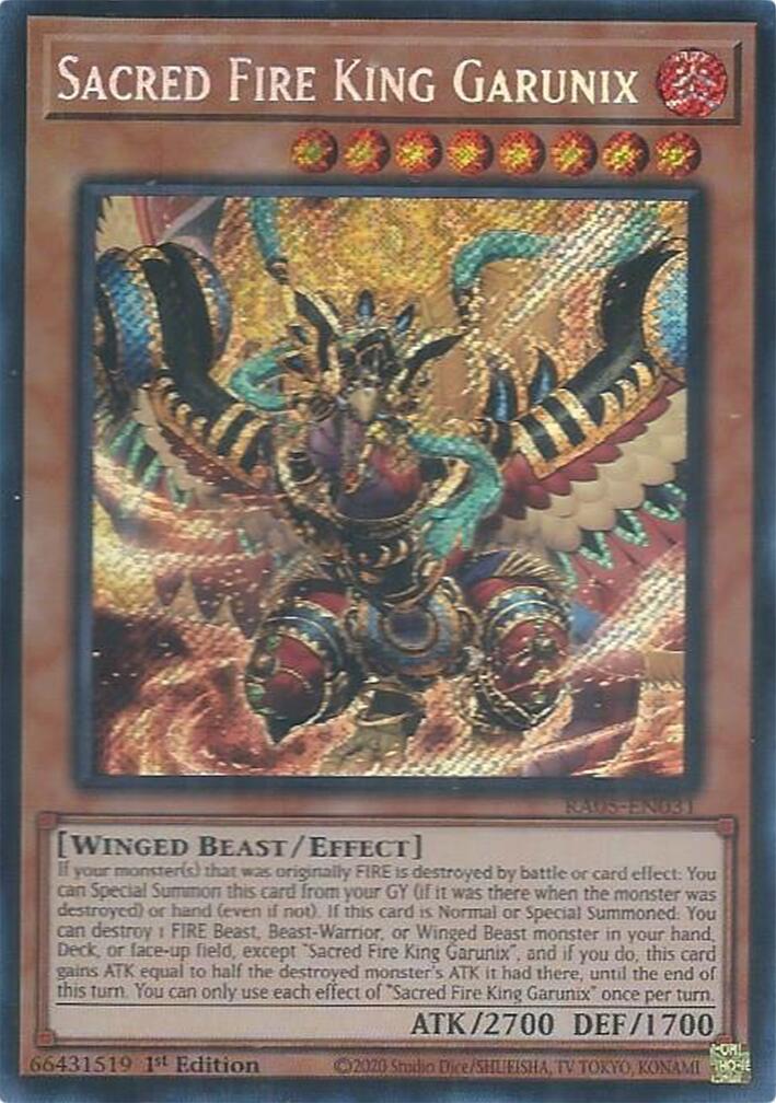 Sacred Fire King Garunix (Secret Rare) [RA05-EN031] Secret Rare | Shuffle n Cut Hobbies & Games