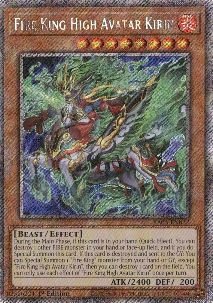 Fire King High Avatar Kirin (Platinum Secret Rare) [RA05-EN032] Platinum Secret Rare | Shuffle n Cut Hobbies & Games