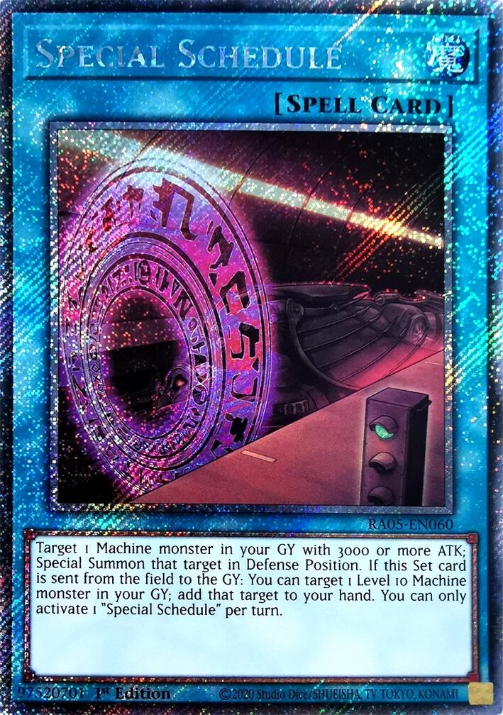 Special Schedule (Platinum Secret Rare) [RA05-EN060] Platinum Secret Rare | Shuffle n Cut Hobbies & Games