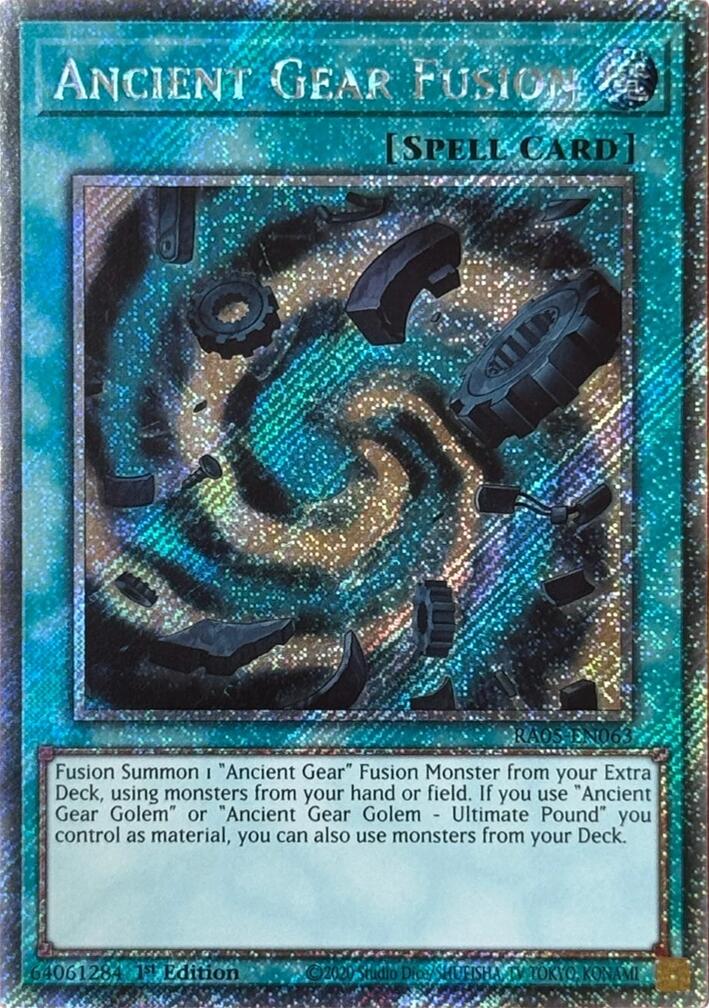 Ancient Gear Fusion (Platinum Secret Rare) [RA05-EN063] Platinum Secret Rare | Shuffle n Cut Hobbies & Games