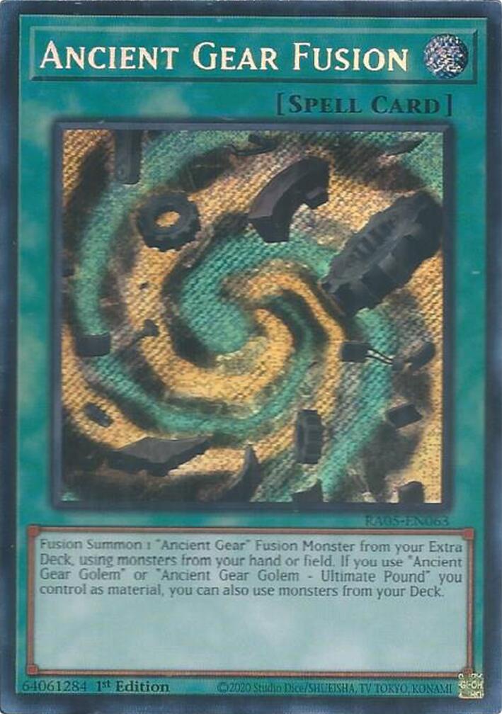 Ancient Gear Fusion (Secret Rare) [RA05-EN063] Secret Rare | Shuffle n Cut Hobbies & Games