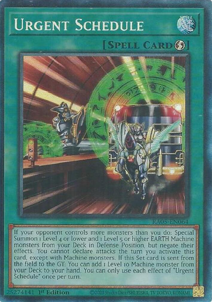 Urgent Schedule (Collector's Rare) [RA05-EN064] Collector's Rare | Shuffle n Cut Hobbies & Games