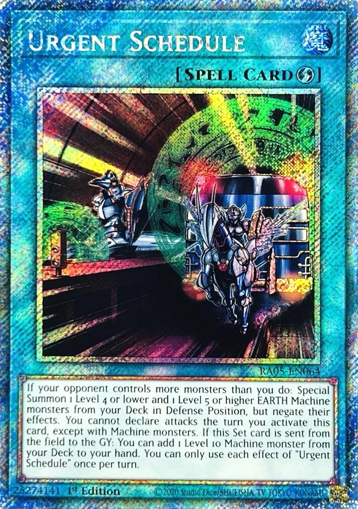 Urgent Schedule (Platinum Secret Rare) [RA05-EN064] Platinum Secret Rare | Shuffle n Cut Hobbies & Games