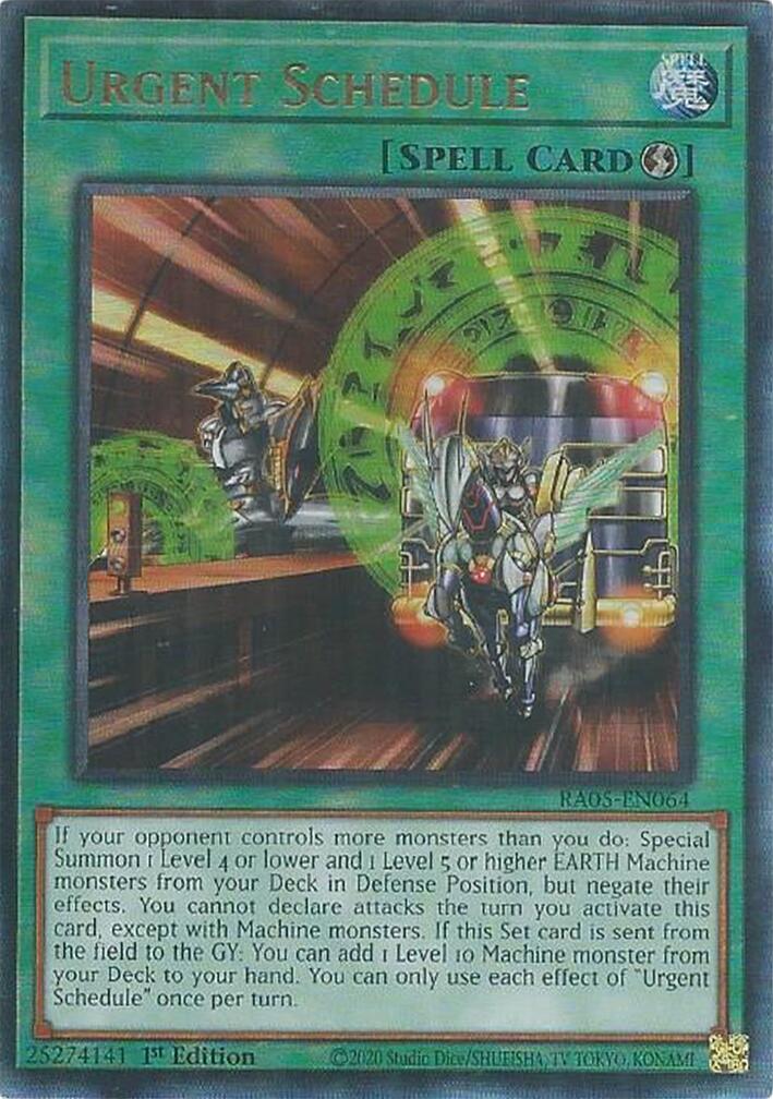 Urgent Schedule (Ultimate Rare) [RA05-EN064] Ultimate Rare | Shuffle n Cut Hobbies & Games