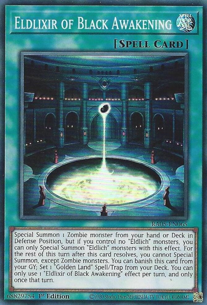 Eldlixir of Black Awakening [RA05-EN065] Super Rare | Shuffle n Cut Hobbies & Games