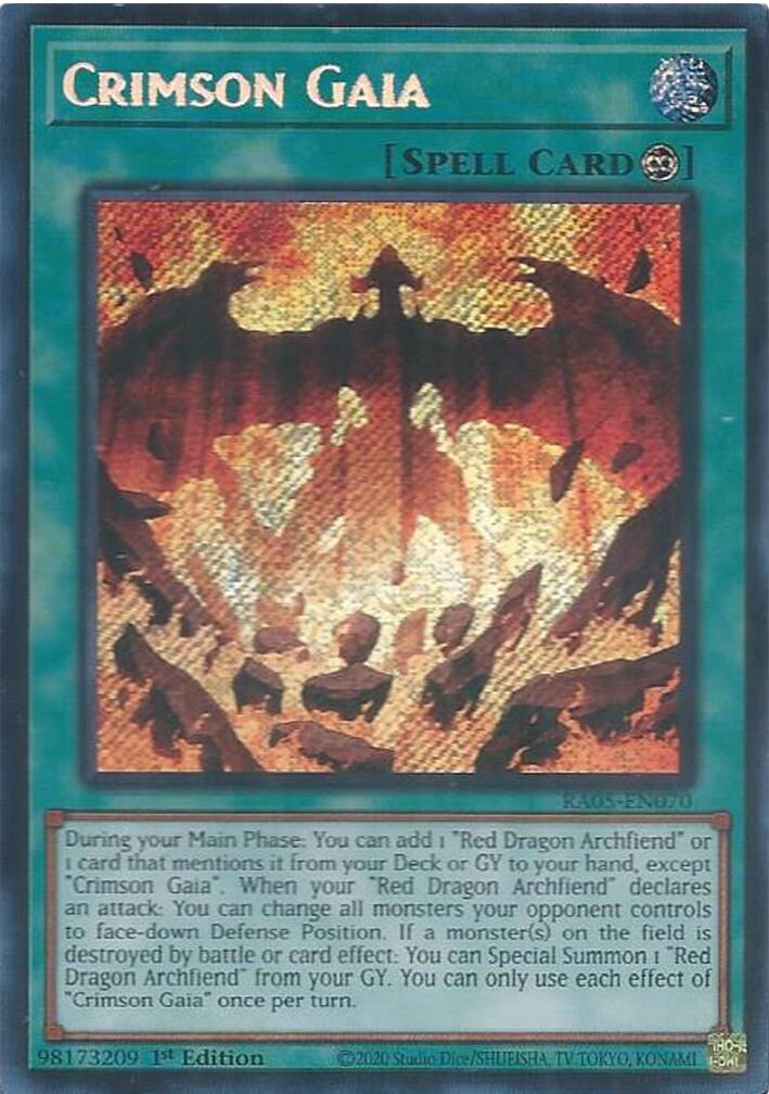 Crimson Gaia (Secret Rare) [RA05-EN070] Secret Rare | Shuffle n Cut Hobbies & Games