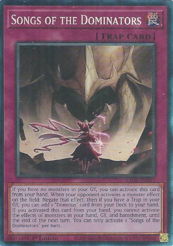 Songs of the Dominators (Collector's Rare) [RA05-EN081] Collector's Rare | Shuffle n Cut Hobbies & Games