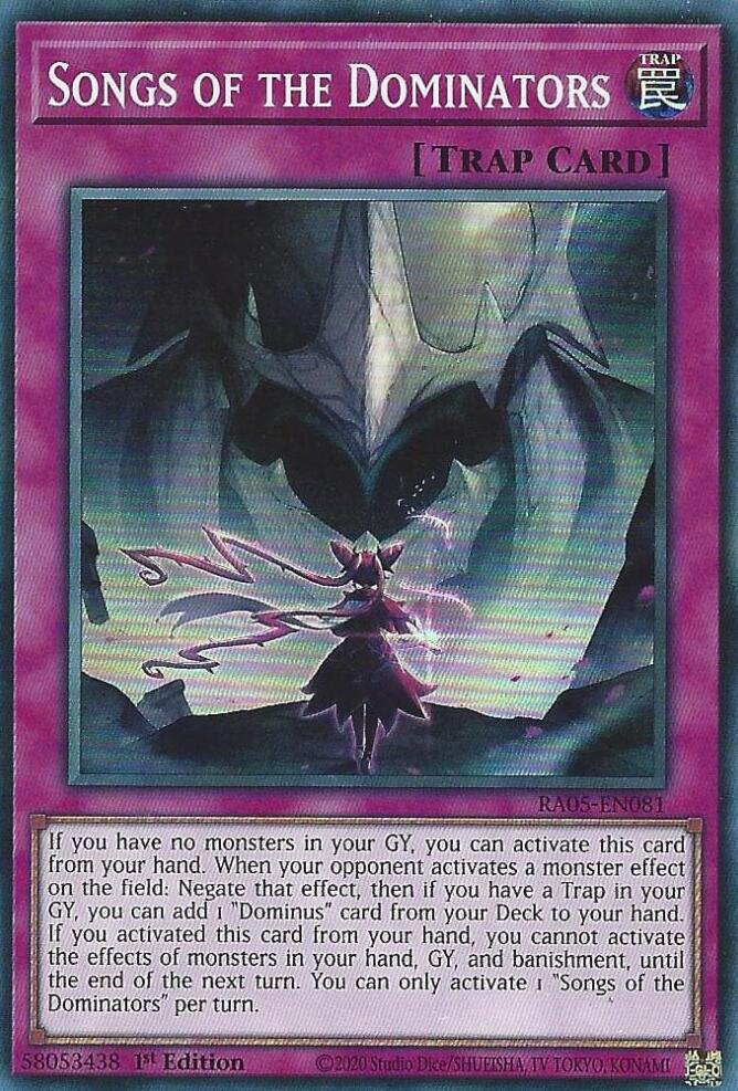 Songs of the Dominators [RA05-EN081] Super Rare | Shuffle n Cut Hobbies & Games