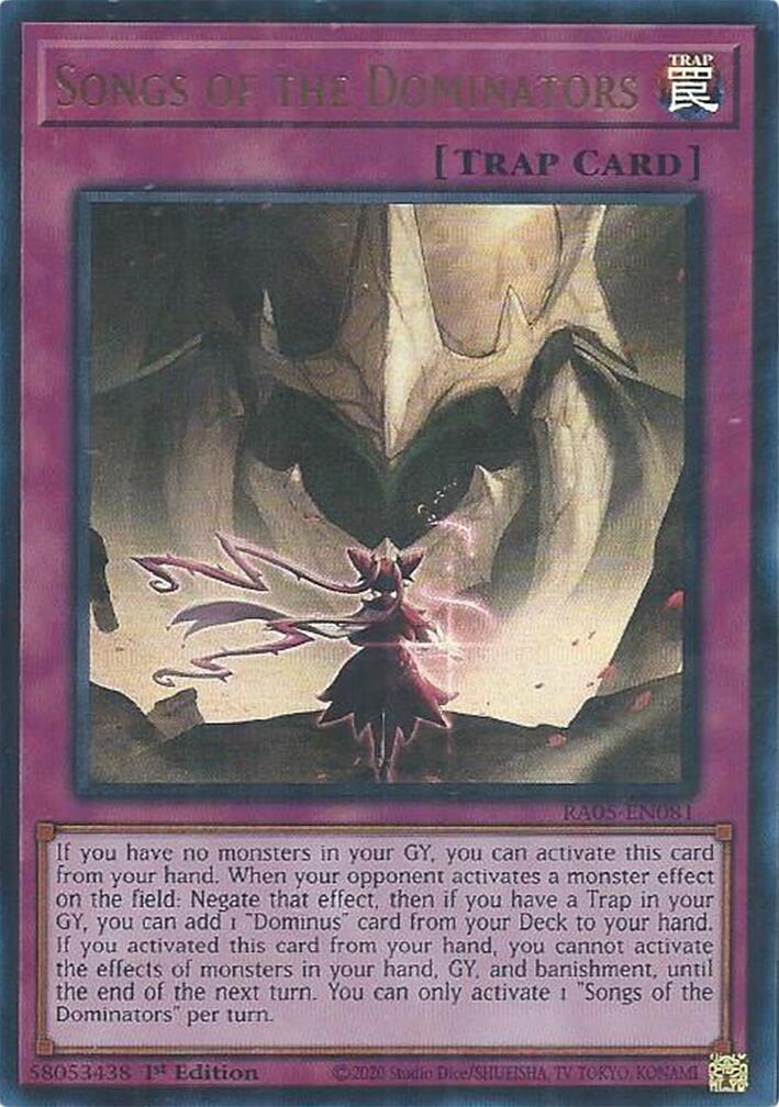 Songs of the Dominators (Ultra Rare) [RA05-EN081] Ultra Rare | Shuffle n Cut Hobbies & Games