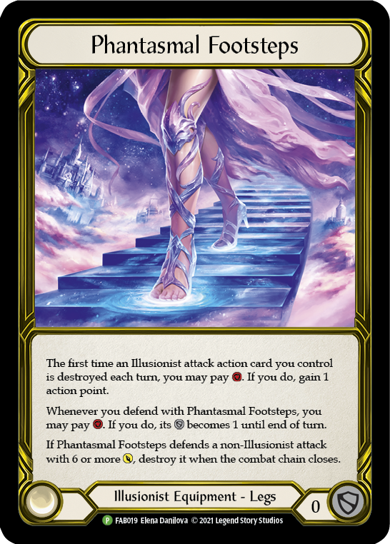 Phantasmal Footsteps (Golden) [FAB019] (Promo)  Cold Foil | Shuffle n Cut Hobbies & Games