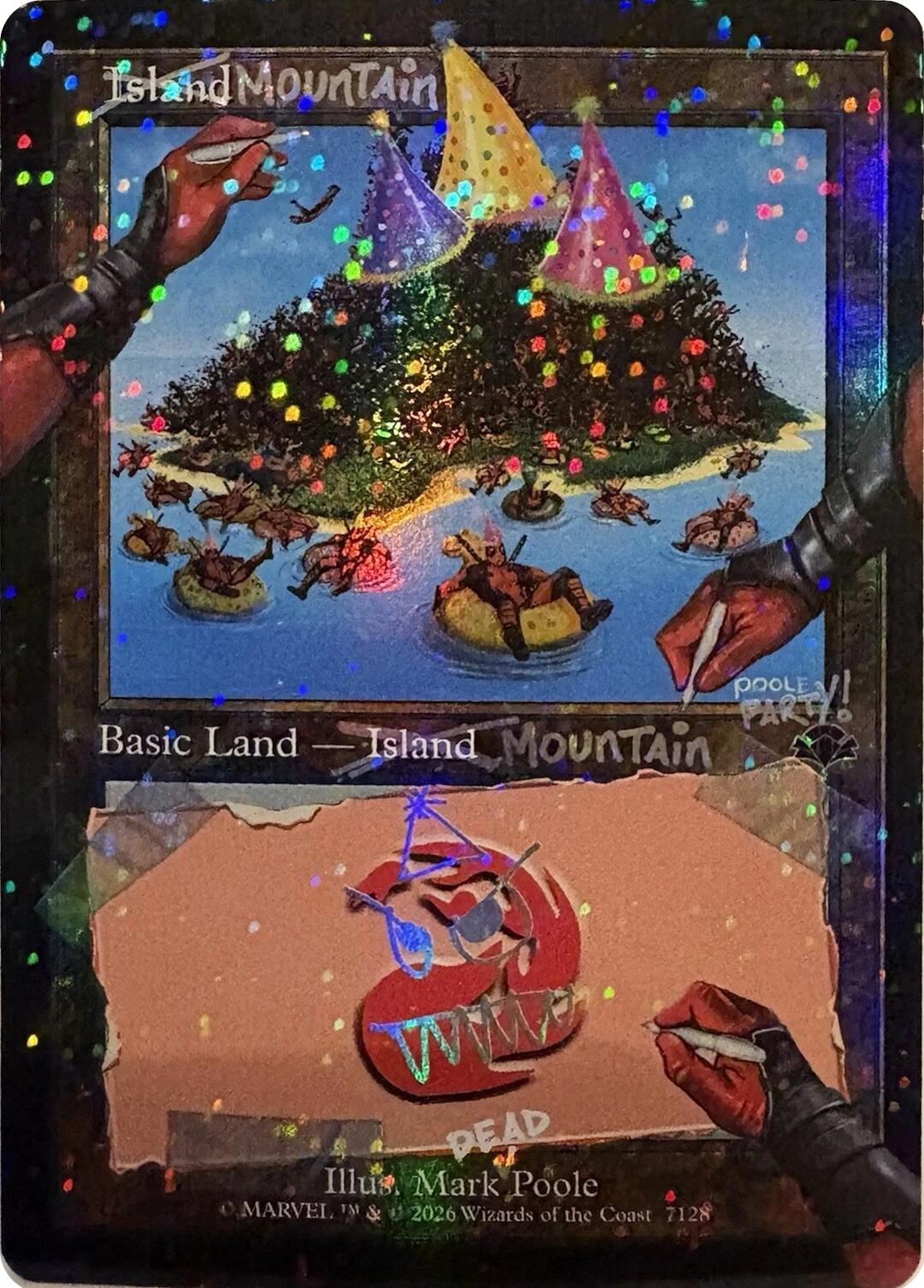 Mountain (7128) (Pool Party Foil) [Secret Lair Drop Series] | Shuffle n Cut Hobbies & Games