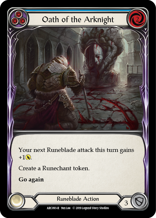 Oath of the Arknight (Blue) [ARC093-R] (Arcane Rising)  1st Edition Rainbow Foil | Shuffle n Cut Hobbies & Games