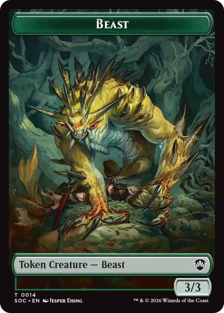 Beast // Fractal (0004) Double-Sided Token [Secrets of Strixhaven Commander Tokens] | Shuffle n Cut Hobbies & Games