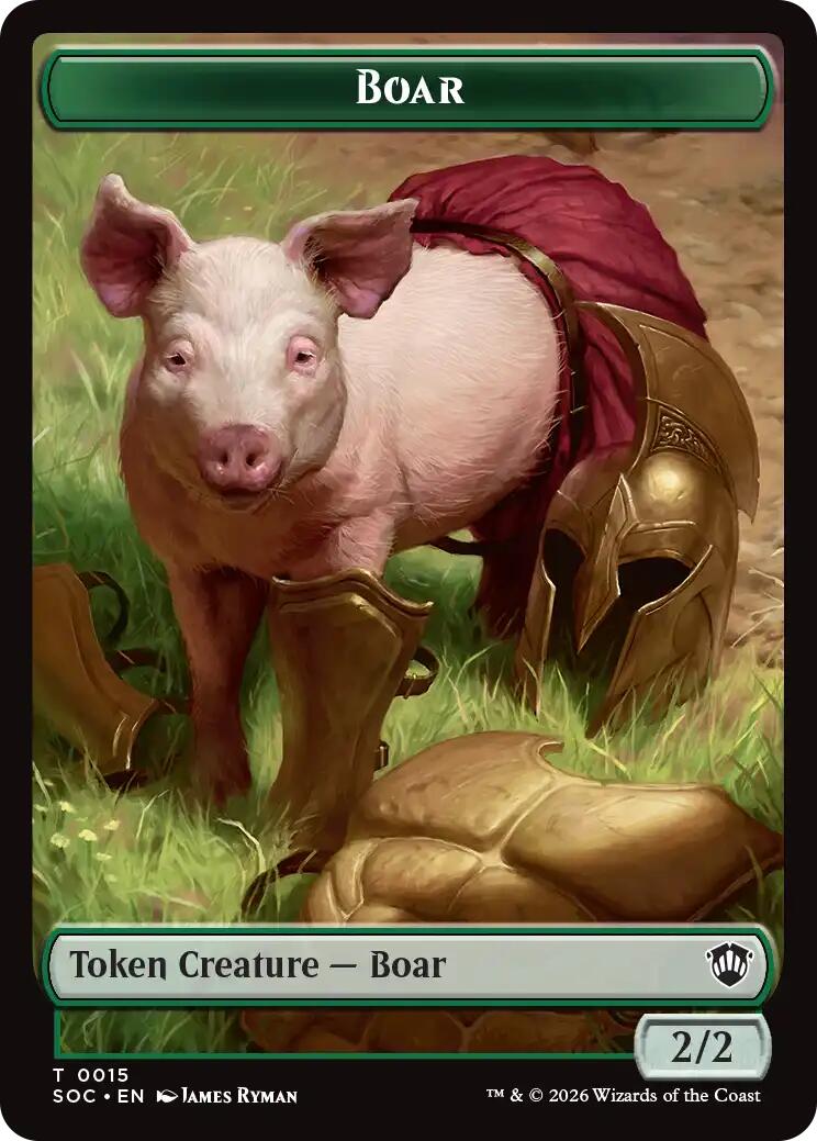 Boar // Fractal (0005) Double-Sided Token [Secrets of Strixhaven Commander Tokens] | Shuffle n Cut Hobbies & Games
