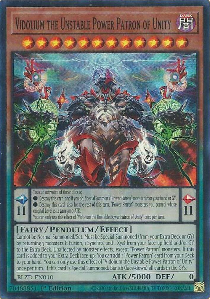 Vidolium the Unstable Power Patron of Unity [BLZD-EN010] Super Rare | Shuffle n Cut Hobbies & Games