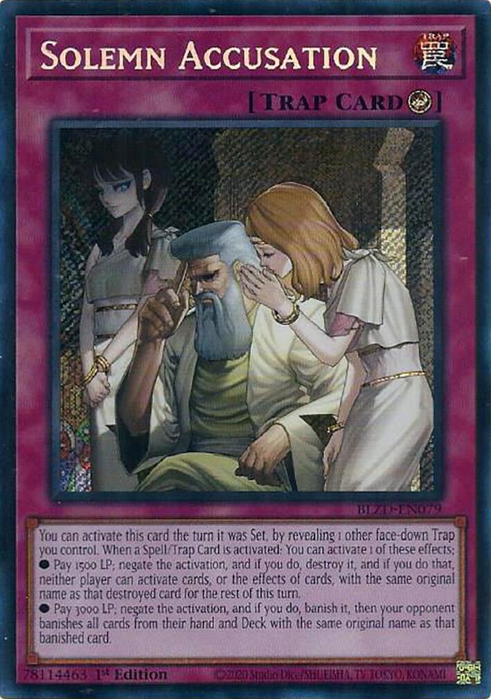 Solemn Accusation [BLZD-EN079] Secret Rare | Shuffle n Cut Hobbies & Games