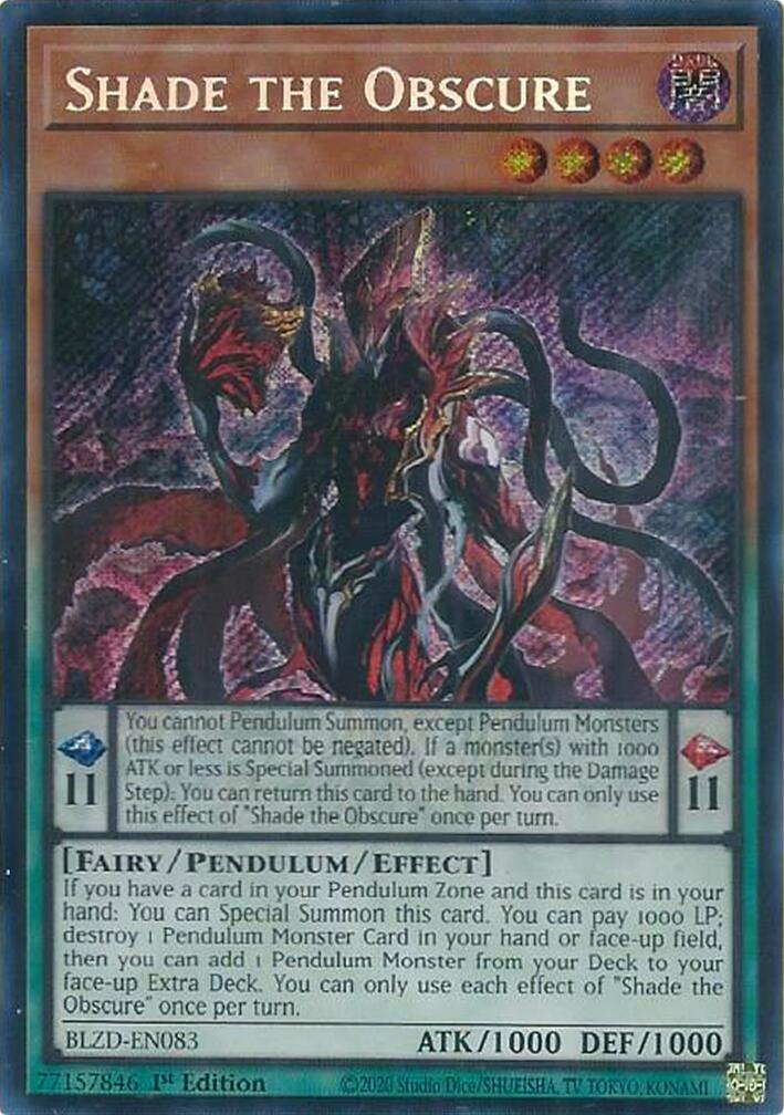 Shade the Obscure [BLZD-EN083] Secret Rare | Shuffle n Cut Hobbies & Games