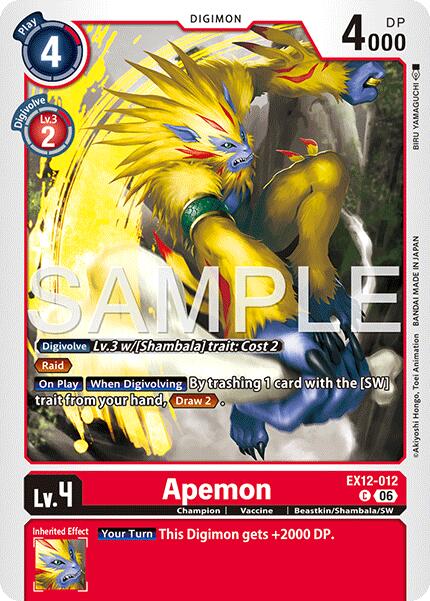 Apemon [EX12-012] [Digital World Shambala] | Shuffle n Cut Hobbies & Games