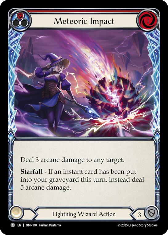 Meteoric Impact (Red) [OMN118] (Omens of the Third Age)  Rainbow Foil | Shuffle n Cut Hobbies & Games