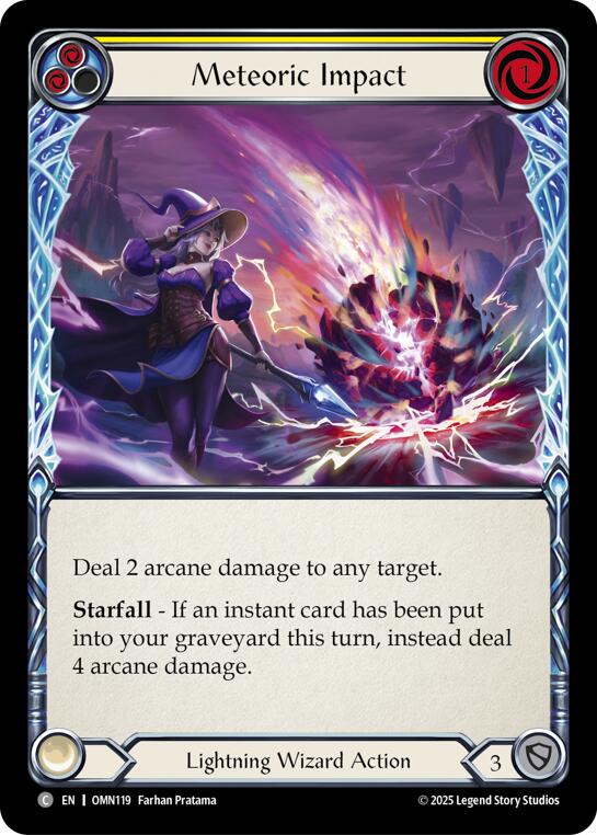 Meteoric Impact (Yellow) [OMN119] (Omens of the Third Age)  Rainbow Foil | Shuffle n Cut Hobbies & Games