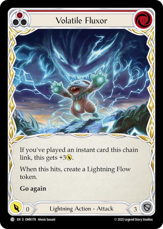 Volatile Fluxor (Red) [OMN178] (Omens of the Third Age)  Rainbow Foil | Shuffle n Cut Hobbies & Games