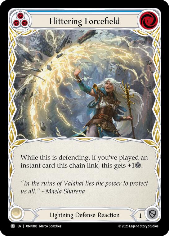 Flittering Forcefield (Blue) [OMN183] (Omens of the Third Age)  Rainbow Foil | Shuffle n Cut Hobbies & Games
