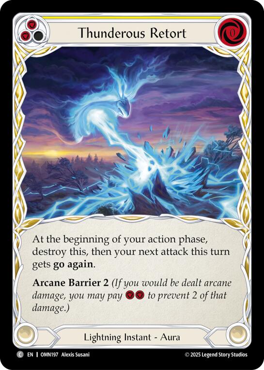 Thunderous Retort (Yellow) [OMN197] (Omens of the Third Age)  Rainbow Foil | Shuffle n Cut Hobbies & Games