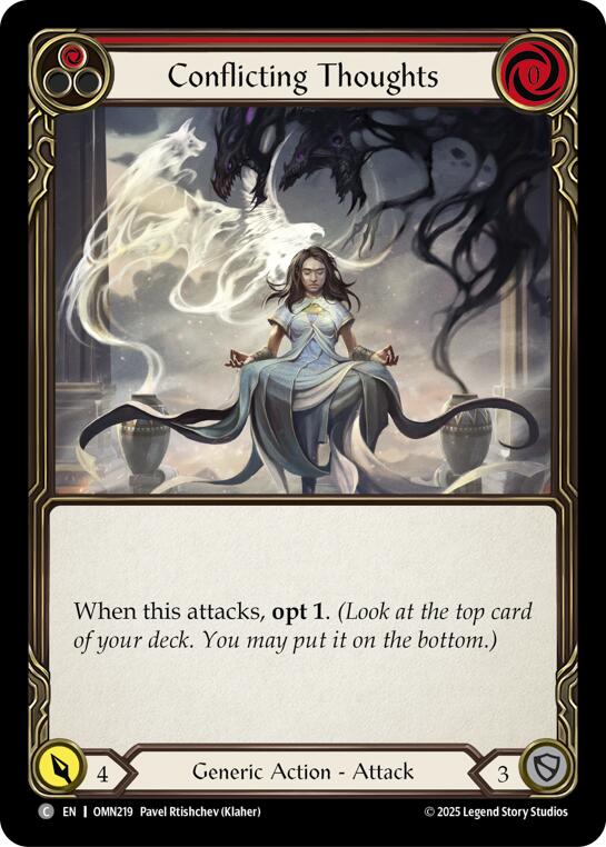 Conflicting Thoughts (Red) [OMN219] (Omens of the Third Age)  Rainbow Foil | Shuffle n Cut Hobbies & Games