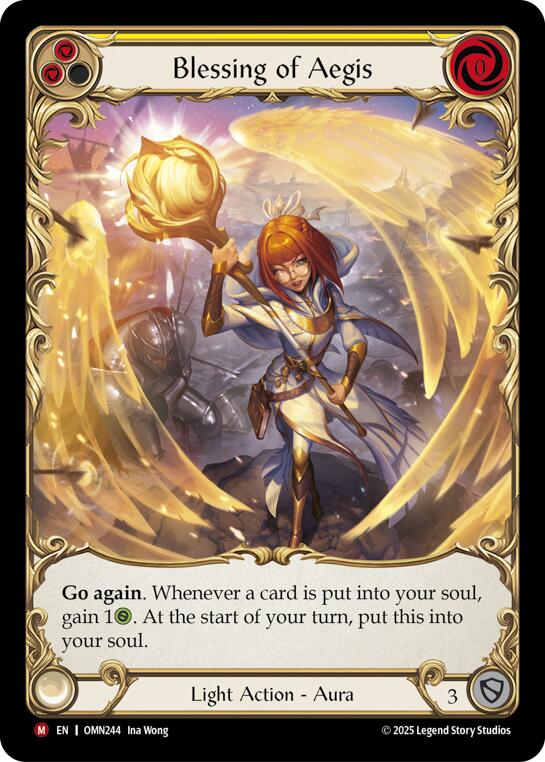 Blessing Of Aegis (Yellow) (Extended Art) [OMN244] (Omens of the Third Age)  Cold Foil | Shuffle n Cut Hobbies & Games