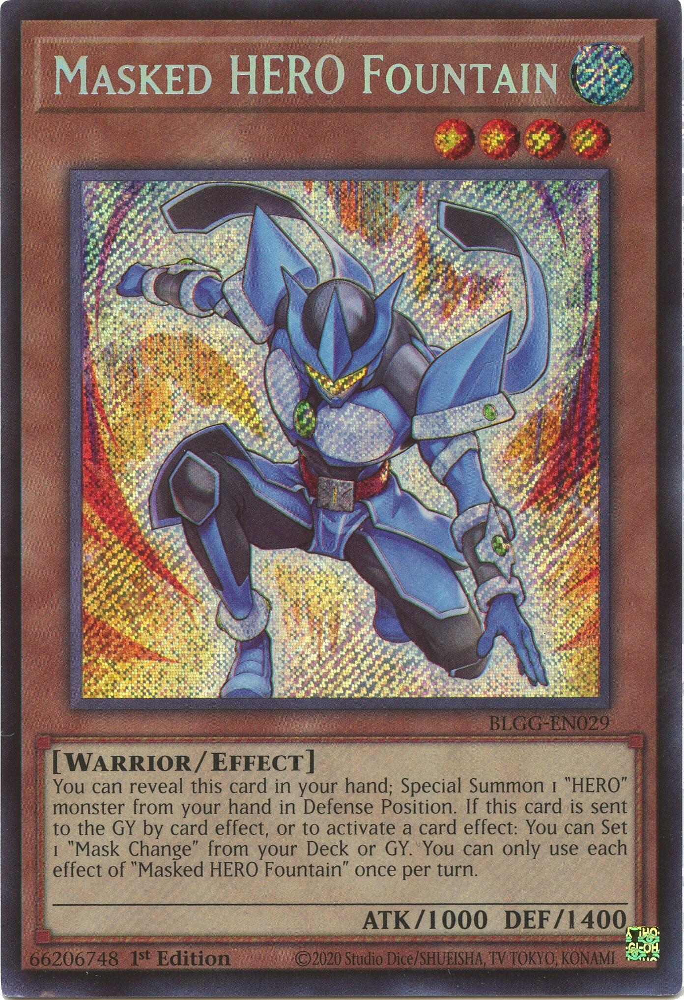 Masked HERO Fountain [BLGG-EN029] Secret Rare | Shuffle n Cut Hobbies & Games