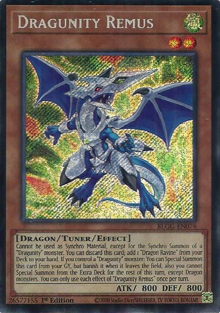 Dragunity Remus [BLGG-EN076] Secret Rare | Shuffle n Cut Hobbies & Games