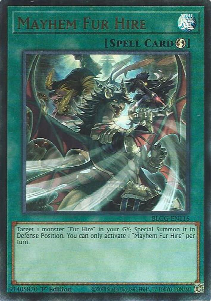 Mayhem Fur Hire [BLGG-EN116] Ultra Rare | Shuffle n Cut Hobbies & Games