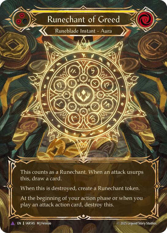 Runechant of Greed (Yellow) (Marvel) [IAR145-MV] (Omens of the Third Age)  Cold Foil | Shuffle n Cut Hobbies & Games