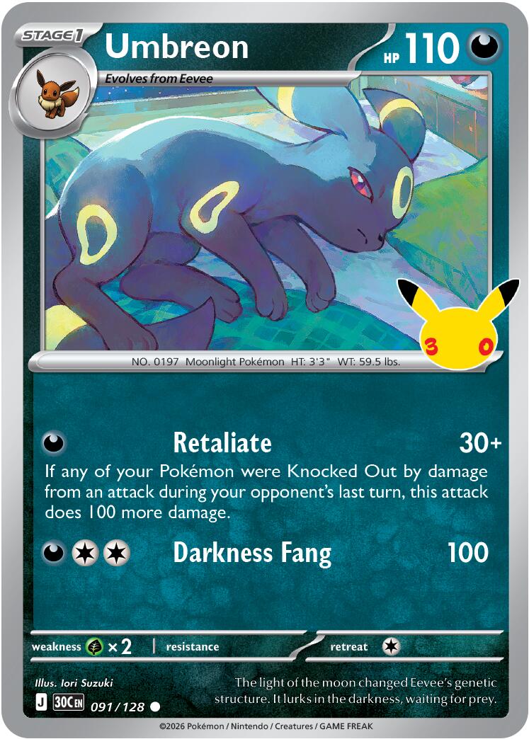 Umbreon (091/128) [Mega Evolution: 30th Celebration] | Shuffle n Cut Hobbies & Games