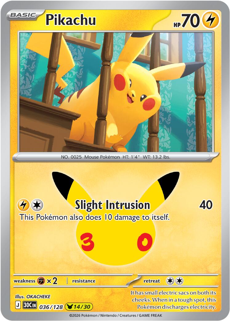 Pikachu (036/128) [Mega Evolution: 30th Celebration] | Shuffle n Cut Hobbies & Games