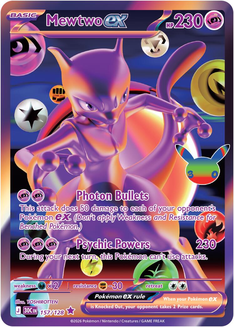 Mewtwo ex (157/128) [Mega Evolution: 30th Celebration] | Shuffle n Cut Hobbies & Games
