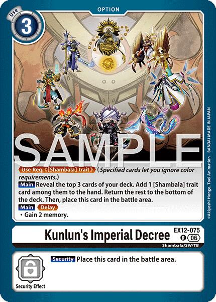 Kunlun's Imperial Decree [EX12-075] [Digital World Shambala] | Shuffle n Cut Hobbies & Games