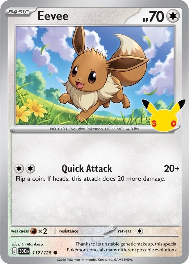 Eevee (117/128) [Mega Evolution: 30th Celebration] | Shuffle n Cut Hobbies & Games